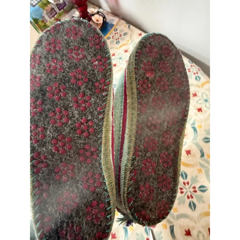 Garnet Hill Kids Wool Unicorn Slippers Mint‎ Blue Bootie Size 2 Made in Ukraine